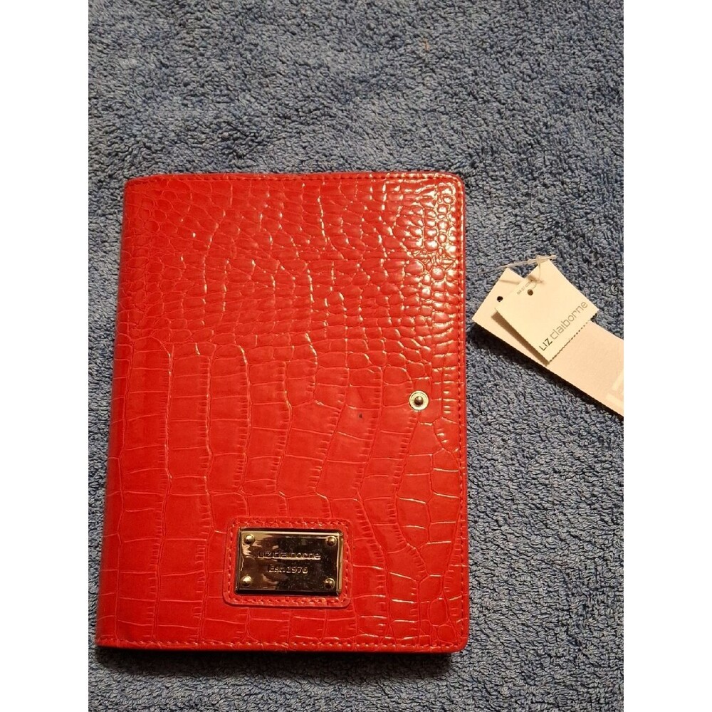 Liz Claiborne Red Croc-Embossed Journal with Gold Plate